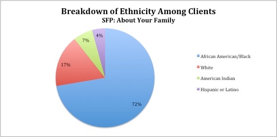 Bar chart showing client ethnicity breakdown